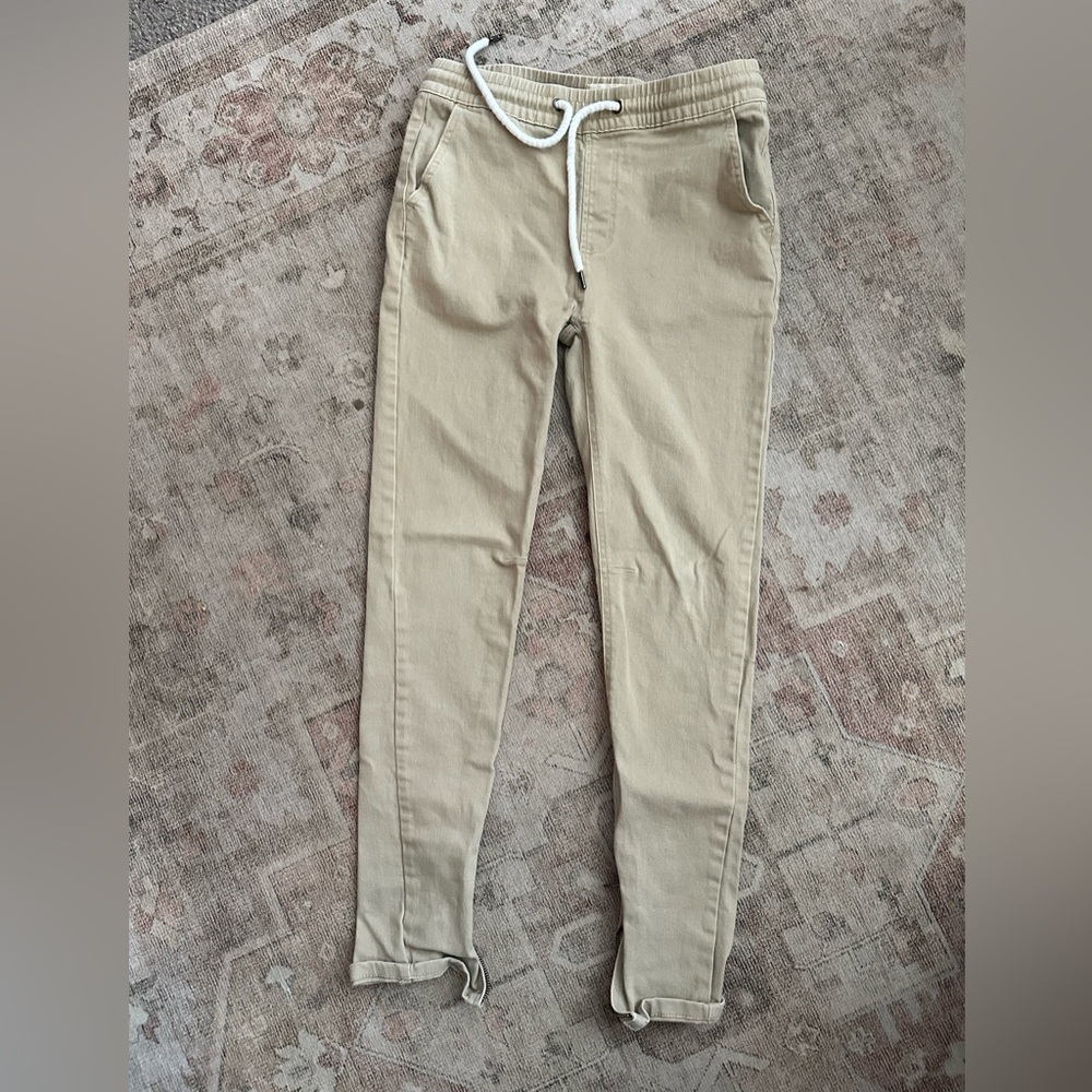 COPY for Buyer- KDNK Khaki Fitted Pants with Zipper Accent